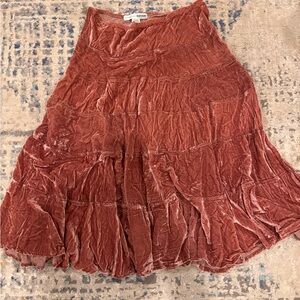 Necessary Objects Velvet A-Line Skirt in Rust